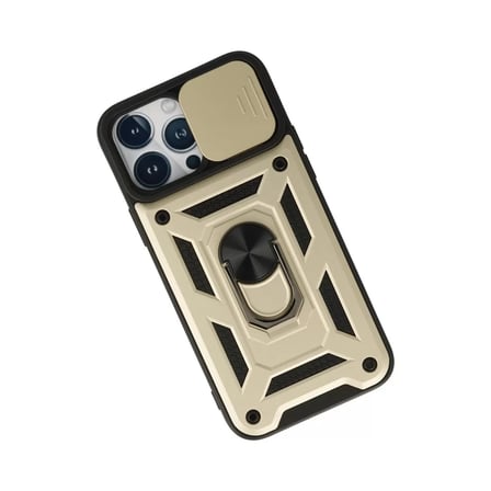 İphone 13 Pro Max Kılıf Pars Lens Yüzüklü Silikon - Gold