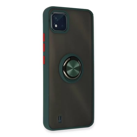 Realme C11 2021 Kılıf Montreal Yüzüklü Silikon Kapak - Yeşil