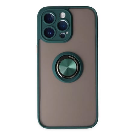 İphone 14 Pro Kılıf Montreal Yüzüklü Silikon Kapak - Yeşil