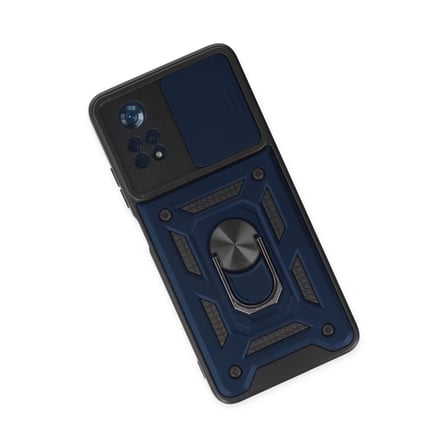 Xiaomi Uyumlu Poco X4 Pro 5g Kılıf Pars Lens Yüzüklü Silikon - Lacivert