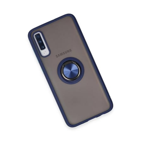 Samsung Galaxy A70 Kılıf Montreal Yüzüklü Silikon Kapak - Lacivert