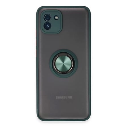 Samsung Galaxy A03 Kılıf Montreal Yüzüklü Silikon Kapak - Yeşil