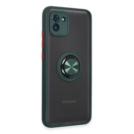 Samsung Galaxy A03 Kılıf Montreal Yüzüklü Silikon Kapak - Yeşil