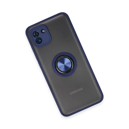 Samsung Galaxy A03 Kılıf Montreal Yüzüklü Silikon Kapak - Lacivert