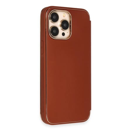 İphone 13 Pro Max Kılıf Dolpin Kapaklı - Kahverengi