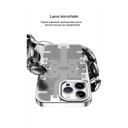 İphone 14 Pro Max Kılıf Mekanik Bumper Kapak - Gold