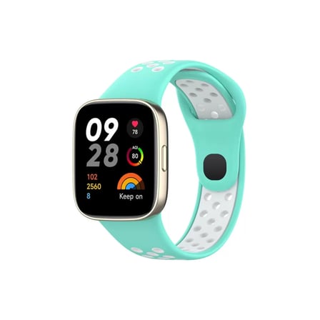 Xiaomi Redmi Watch 3 Spor Delikli Kordon - Turkuaz-beyaz