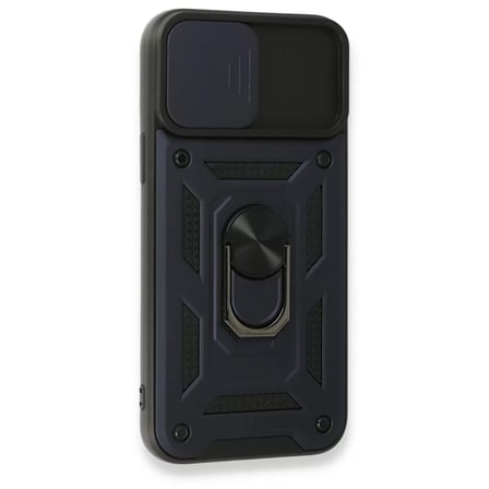 İphone 15 Pro Max Kılıf Pars Lens Yüzüklü Silikon - Lacivert