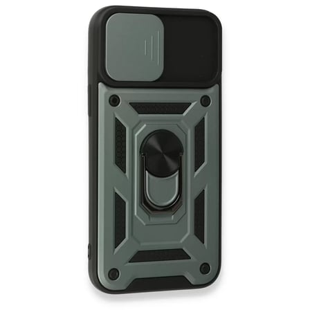 İphone 15 Pro Max Kılıf Pars Lens Yüzüklü Silikon - Yeşil