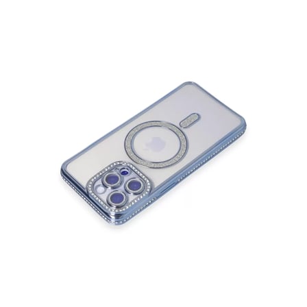 İphone 15 Pro Kılıf Joke Simli Magneticsafe Kılıf - Mavi