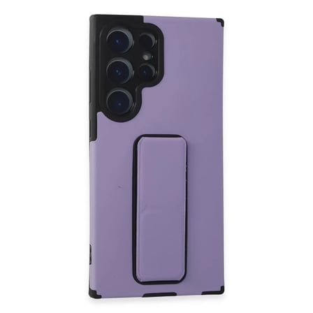 Samsung Galaxy S23 Ultra Kılıf Mega Standlı Silikon - Lila