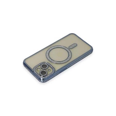 İphone 15 Kılıf Joke Simli Magneticsafe Kılıf - Lacivert