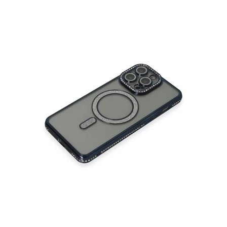 İphone 15 Pro Kılıf Joke Simli Magneticsafe Kılıf - Lacivert