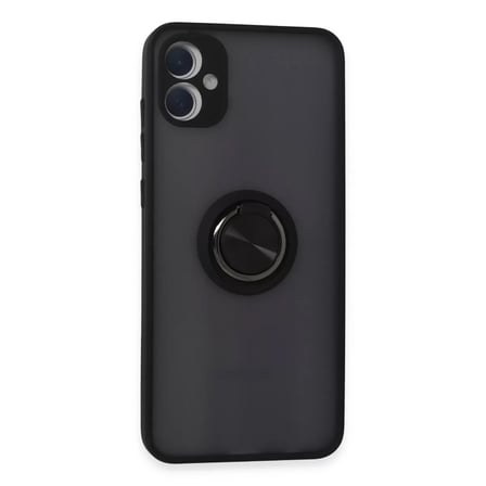 Samsung Galaxy A05 Kılıf Montreal Yüzüklü Silikon Kapak - Siyah