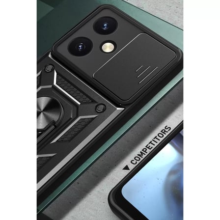 Vivo Y27 Kılıf Pars Lens Yüzüklü Silikon - Siyah