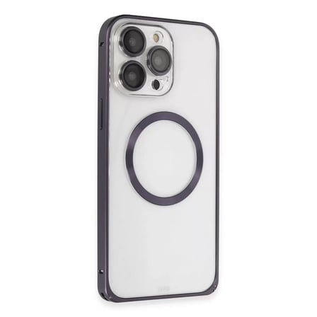 Joko  İphone 14 Pro Kılıf Metal Bumper Magneticsafe Kapak - Derin Mor
