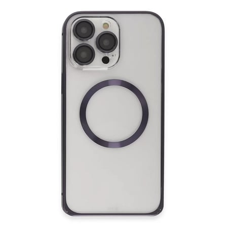 Joko  İphone 14 Pro Kılıf Metal Bumper Magneticsafe Kapak - Derin Mor