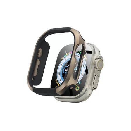 Watch Ultra 49mm Mo-wt3 Alüminyum Camlı Kasa Ekran Koruyucu - Gold