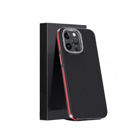 Joko  İphone 15 Pro Max Kılıf Aramid 600d Kevlar Karbon Fiber Magsafe Kapak - Kırmızı