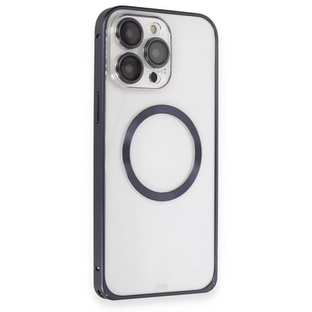 Joko  İphone 15 Pro Max Kılıf Metal Bumper Magneticsafe Kapak - Lacivert