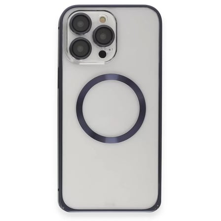 Joko  İphone 15 Pro Max Kılıf Metal Bumper Magneticsafe Kapak - Lacivert