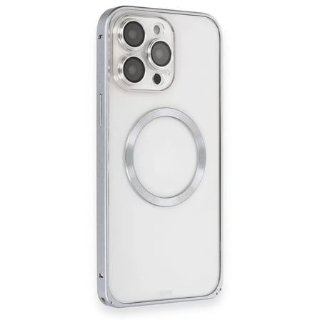 Joko  İphone 15 Pro Max Kılıf Metal Bumper Magneticsafe Kapak - Gri
