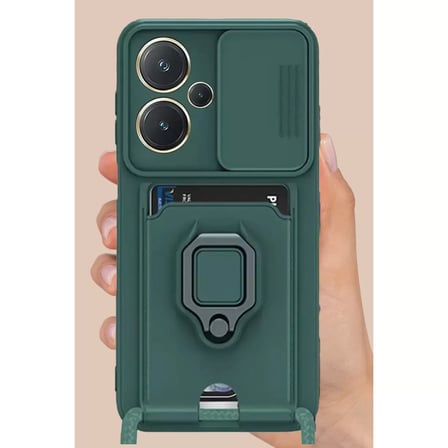 Xiaomi Redmi Note 13 Pro Plus Kılıf Zuma Kartvizitli Yüzüklü Silikon - Siyah