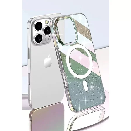 Joko  İphone 15 Pro Rasasi Simli Magsafe Kapak - Şeffaf