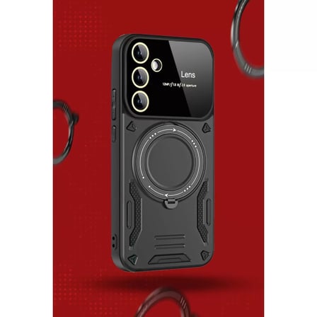 Samsung Galaxy S24 Fe Kılıf Joy Lens Standlı Kapak - Kırmızı