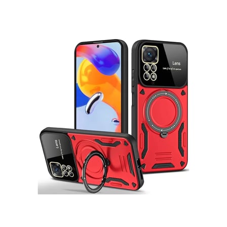 Xiaomi Uyumlu Redmi Note 11 Pro Kılıf Joy Lens Standlı Kapak - Kırmızı