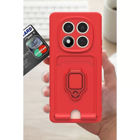 Xiaomi Redmi Note 14 Pro 4g Kılıf Zuma Kartvizitli Yüzüklü Silikon - Siyah