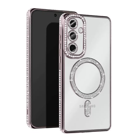 Samsung Galaxy S25 Kılıf Joke Simli Magneticsafe Kılıf - Gümüş