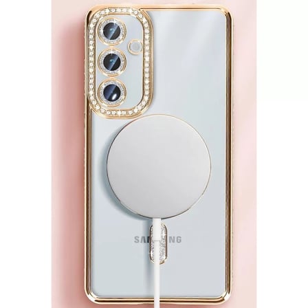 Samsung Galaxy S25 Kılıf Joke Simli Magneticsafe Kılıf - Gümüş