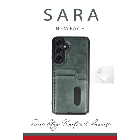 Samsung Uyumlu Galaxy A36 Kılıf Sara Kartvizitli Deri Kılıf - Lacivert