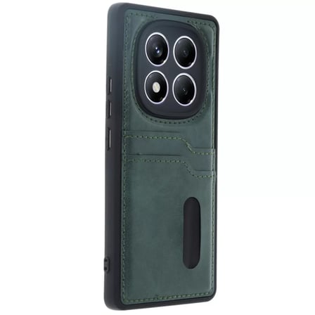 Xiaomi Uyumlu Redmi Note 14 Pro 5g Kılıf Sara Kartvizitli Deri Kılıf - Koyu Yeşil