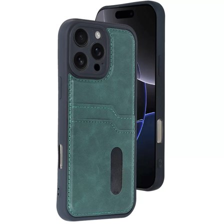 İphone 16 Pro Kılıf Sara Kartvizitli Deri Kılıf - Koyu Yeşil