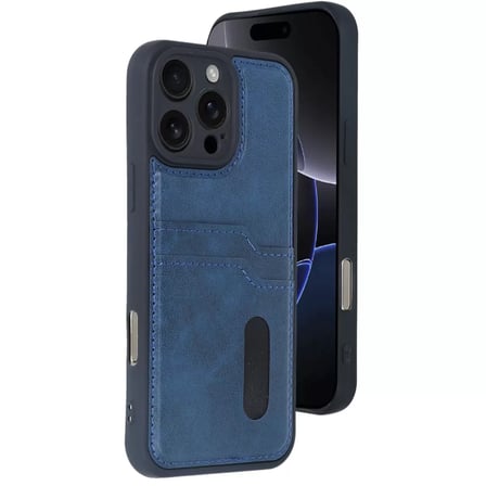 İphone 16 Pro Max Kılıf Sara Kartvizitli Deri Kılıf - Lacivert