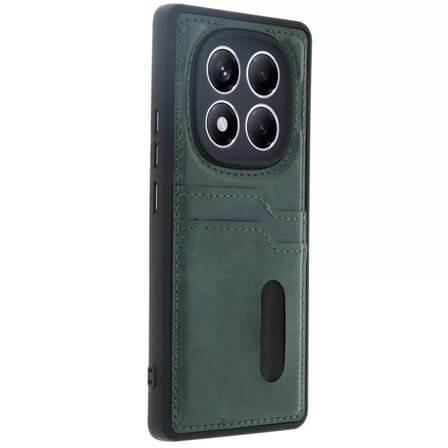 Xiaomi Redmi Note 14 Pro 4g Kılıf Sara Kartvizitli Deri Kılıf - Koyu Yeşil
