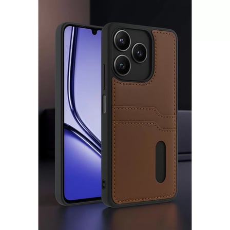 Realme Note 50 4g Kılıf Sara Kartvizitli Deri Kılıf - Siyah
