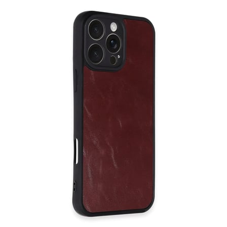 İphone 16 Pro Max Kılıf Aras Deri Kapak - Bordo