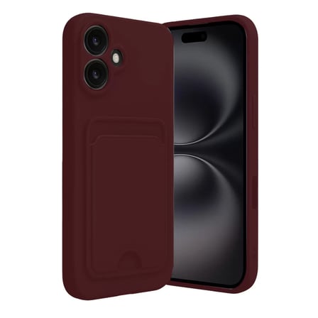 İphone 16 Kılıf Kelvin Kartvizitli Silikon - Bordo