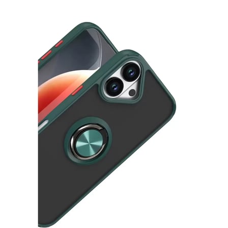 İphone 17 Montreal Yüzüklü Silikon Kapak - Yeşil