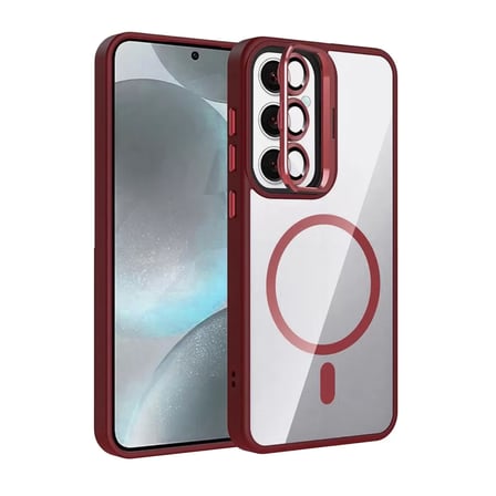 Joko Samsung Galaxy S25 Remim Lensli Magsafe Standlı Kapak - Bordo
