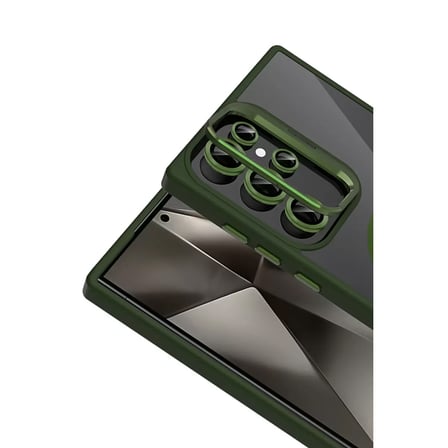 Joko Samsung Galaxy S25 Ultra Remim Lensli Magsafe Standlı Kapak - Koyu Yeşil