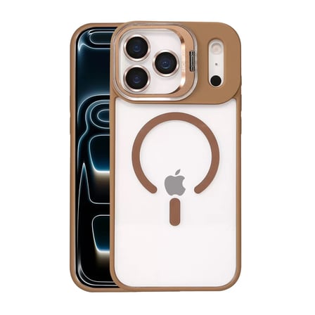 Joko  İphone 17 Pro Max Remim Lensli Magsafe Standlı Kapak - Kahverengi