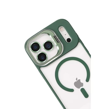 Joko  İphone 17 Pro Max Remim Lensli Magsafe Standlı Kapak - Koyu Yeşil