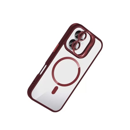 Joko  İphone 16 Remim Lensli Magsafe Standlı Kapak - Bordo