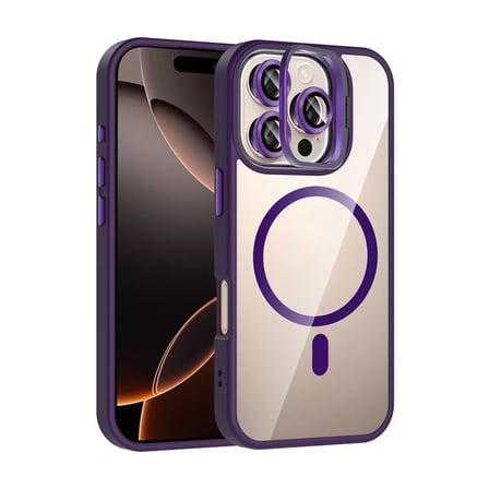 Joko  İphone 16 Pro Remim Lensli Magsafe Standlı Kapak - Derin Mor