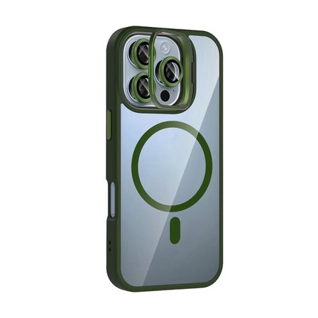 Joko  İphone 16 Pro Remim Lensli Magsafe Standlı Kapak - Koyu Yeşil