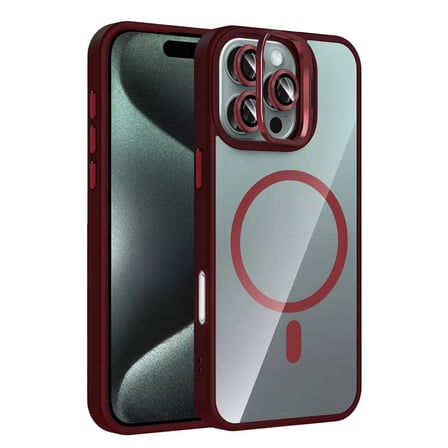 Joko  İphone 16 Pro Max Remim Lensli Magsafe Standlı Kapak - Bordo